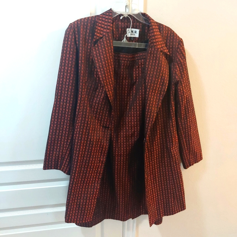E.M.R Suits Women's Brown and Black Two Piece Pencil Skirt Set Size 16
